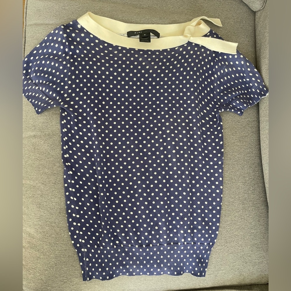 Marc Jacobs Blue and Cream Polka Dot Blouse
